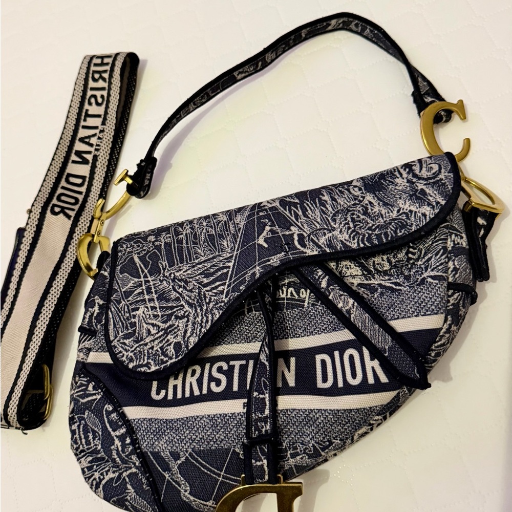 Christian Dior Blue and White Saddle Bag IT'S NOT ORIGINAL